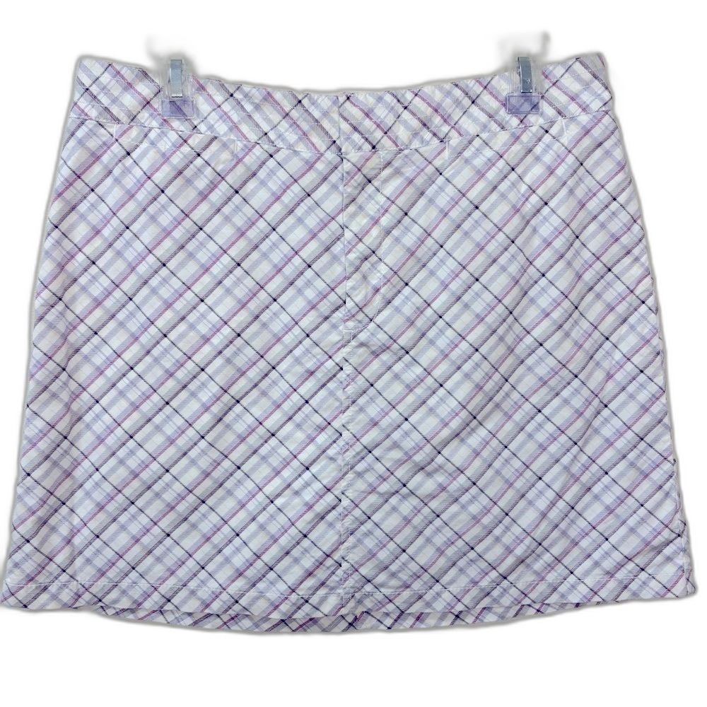 Dockers Skort Purple White Plaid Cotton Stretch Preppy Golf Tennis Academia 8